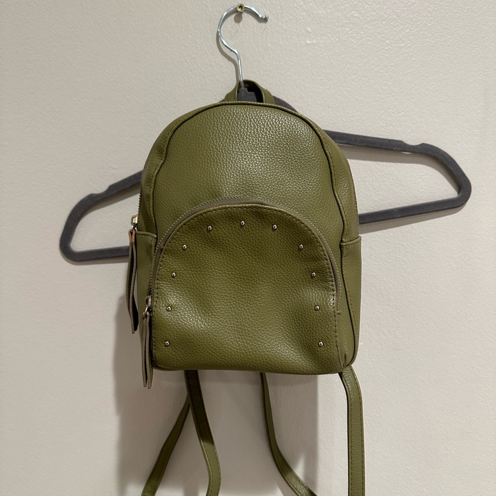 TYPO olive green mini backpack w studs and 2 pockets